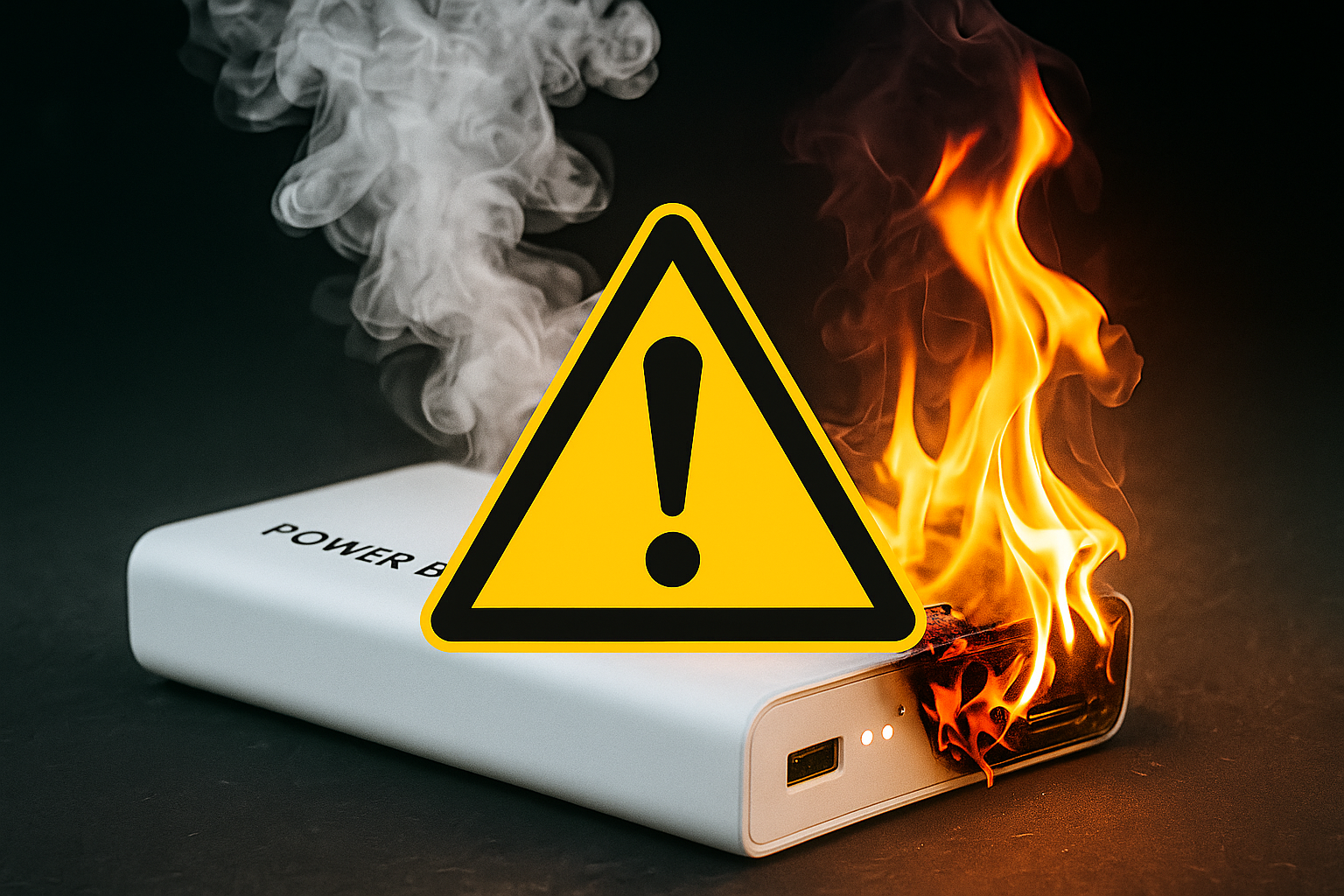 a power bank overheating and on fire