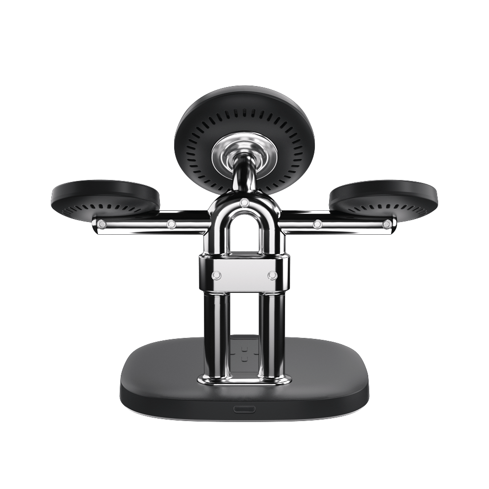 Rear view of the black SwanScout 709M showing multiple heat dissipation holes and built-in over-heat protection for safe charging.