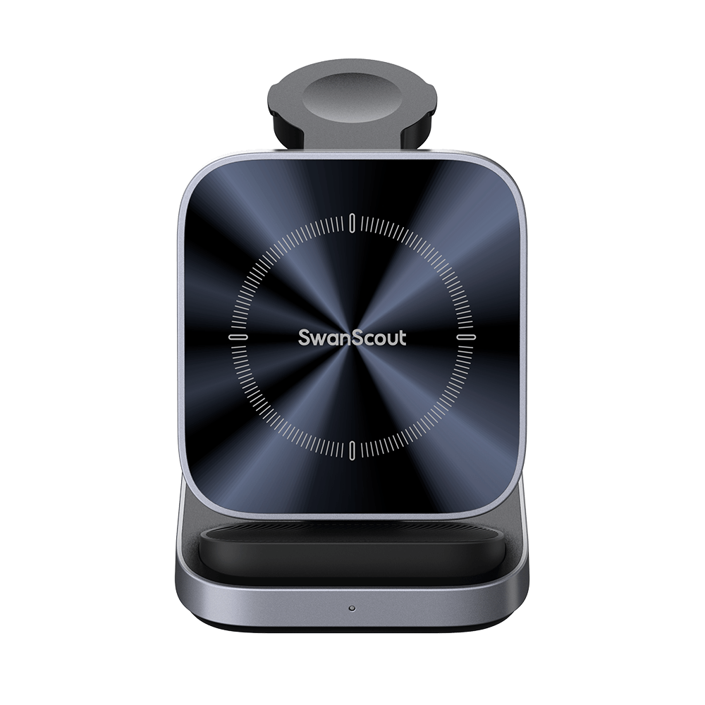 SwanScout 713A - 折りたたみ式 3-in-1 Apple ワイヤレス充電器