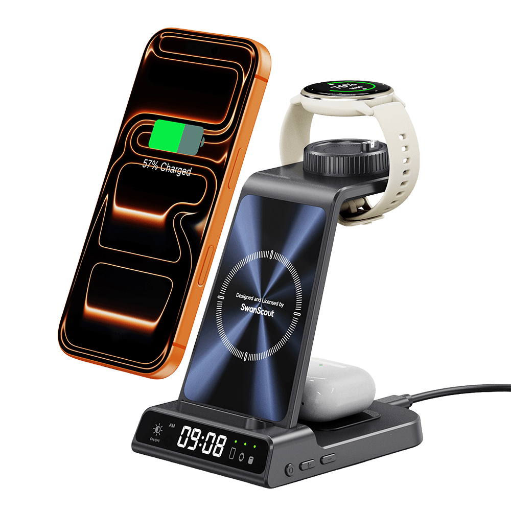 SwanScout C01GM - 3-in-1 draadloos oplaadstation voor Garmin horloge