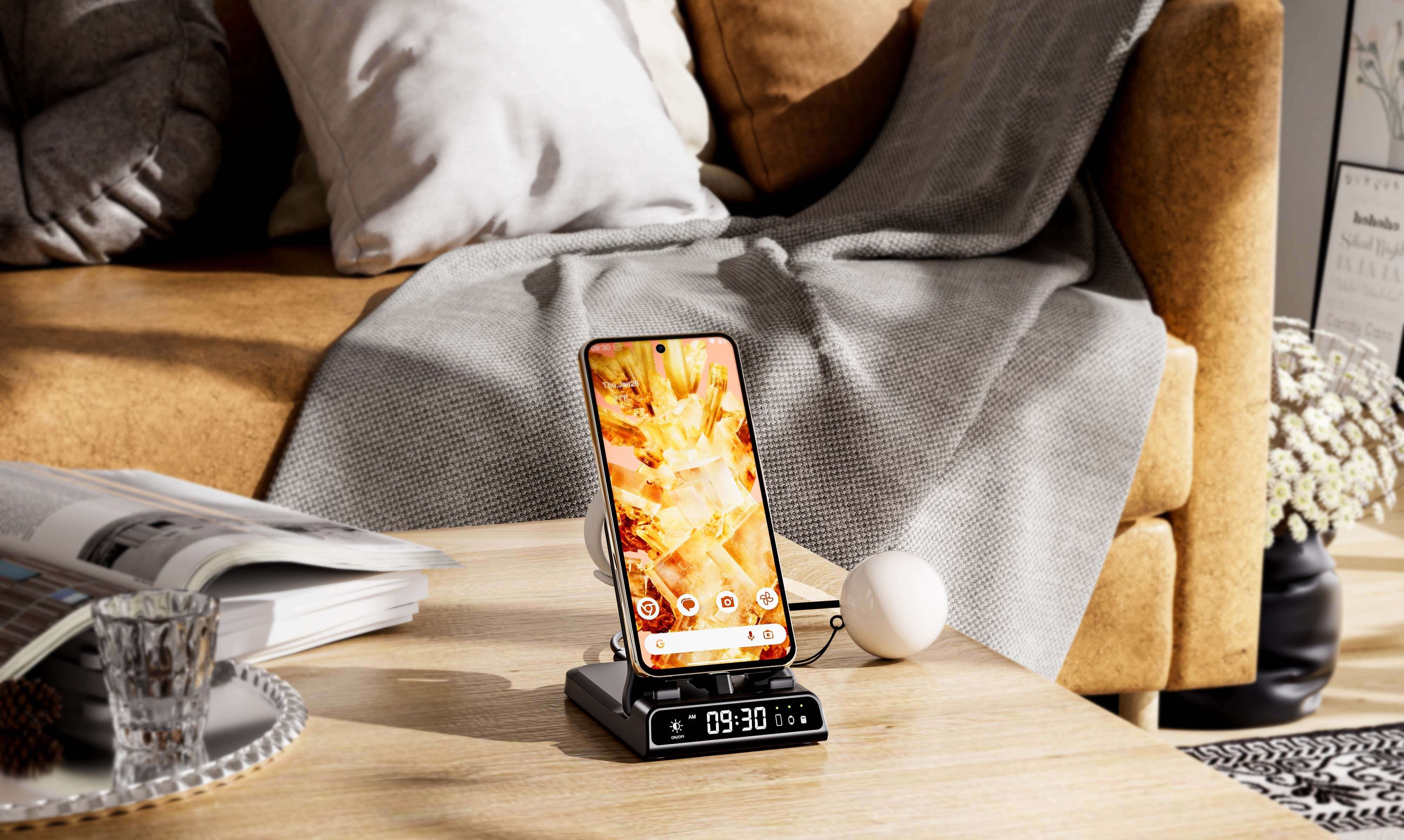 The SwanScout 701G2 features a precise Pixel Watch charger stand that holds and charges your smartwatch at an ideal angle.