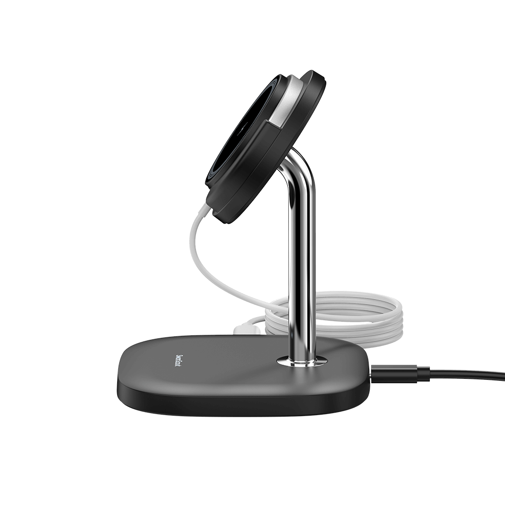 Right side profile of the SwanScout 506SM showcasing its professional aluminum-alloy finish and stable weighted base for desktop use