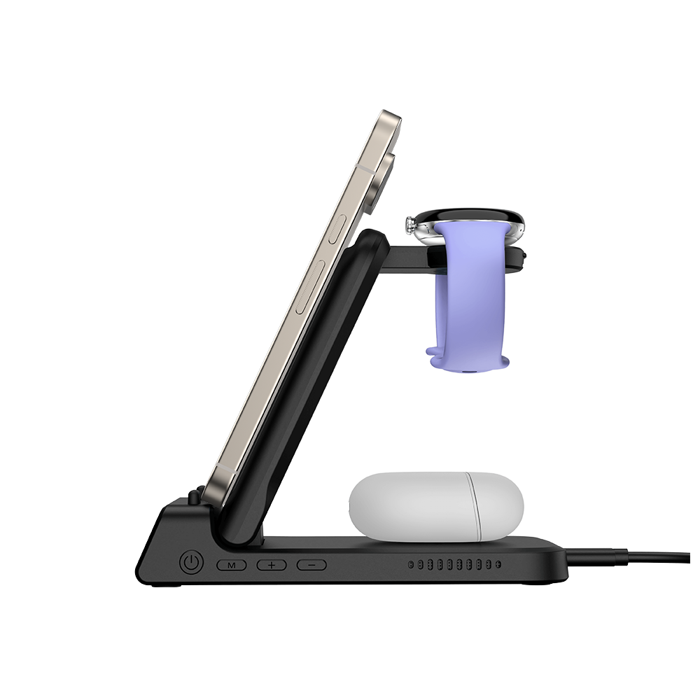 SwanScout 703G2 -  3 in 1 Foldable Wireless Charger for Pixel Watch 2/3 with Clock