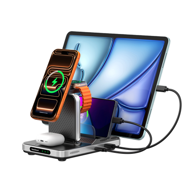 SwanScout 901M - Încărcător wireless 5 în 1 pentru Apple, perfect pentru birourile de studiu