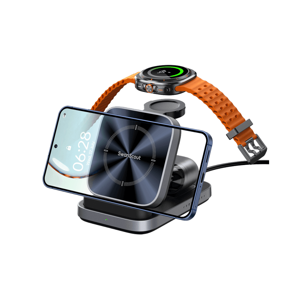 SwanScout 713S - Caricatore wireless pieghevole 3 in 1 per Samsung