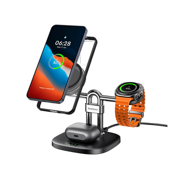 SwanScout 712SM – Samsung向け 3 in 1 マグネット式ワイヤレス充電ステーション