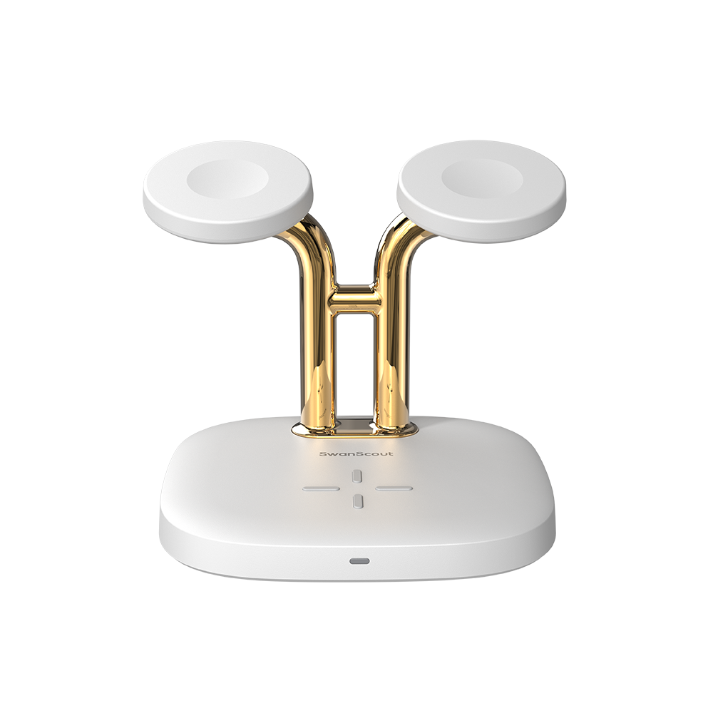 white and gold SwanScout 704A, highlighting its refined metallic textures and compact footprint for home or office use.