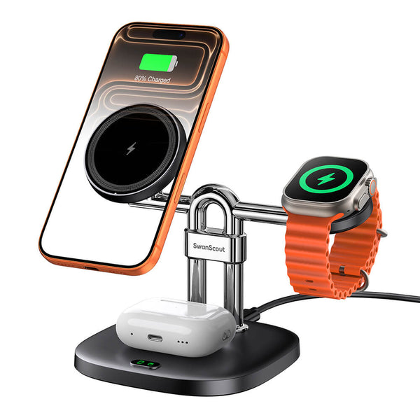 SwanScout 712M – 3-in-1 Magneettinen Langaton Latausasema Apple-laitteille