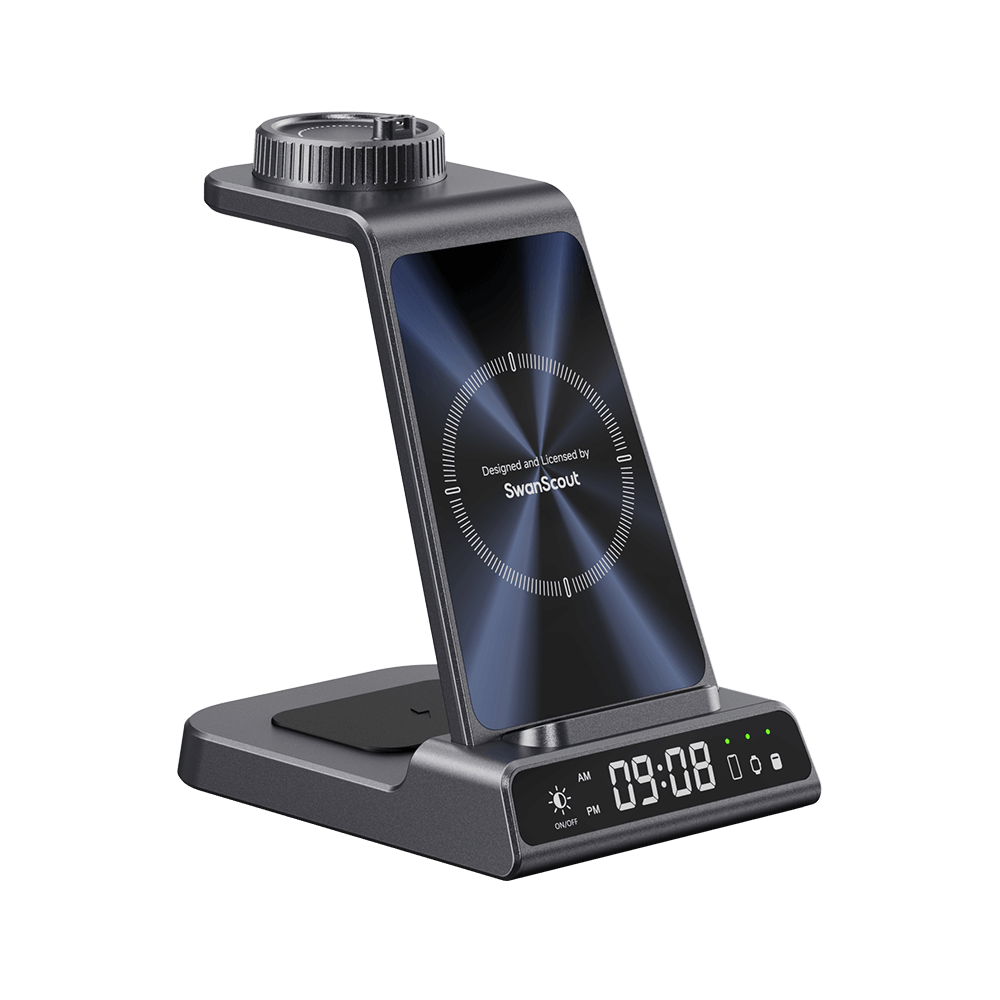 SwanScout C01GM - Stazione di ricarica wireless 3 in 1 per orologio Garmin