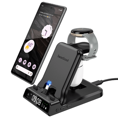 SwanScout 701G - 适用于 Pixel Watch 1 的带时钟有线快速充电器