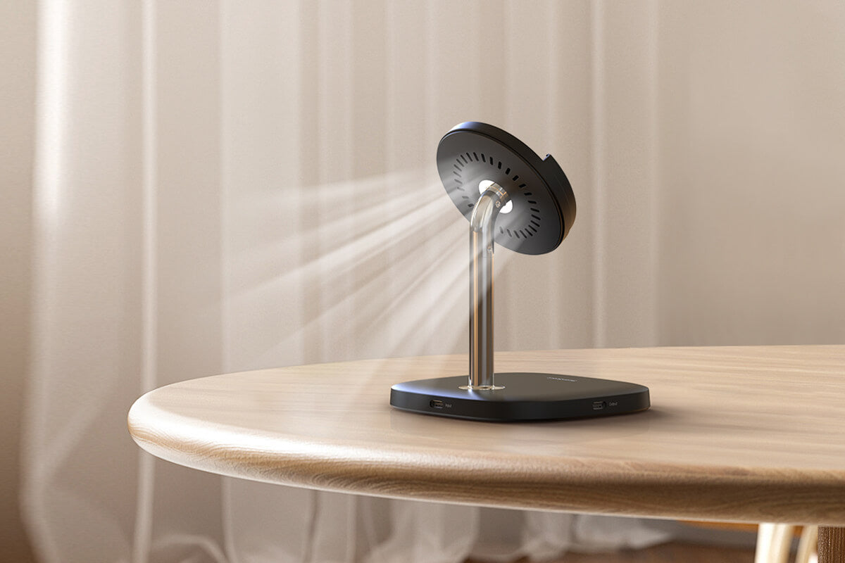 Use the SwanScout 506M as a wireless charging stand to power your iPhone while watching videos or video calling.