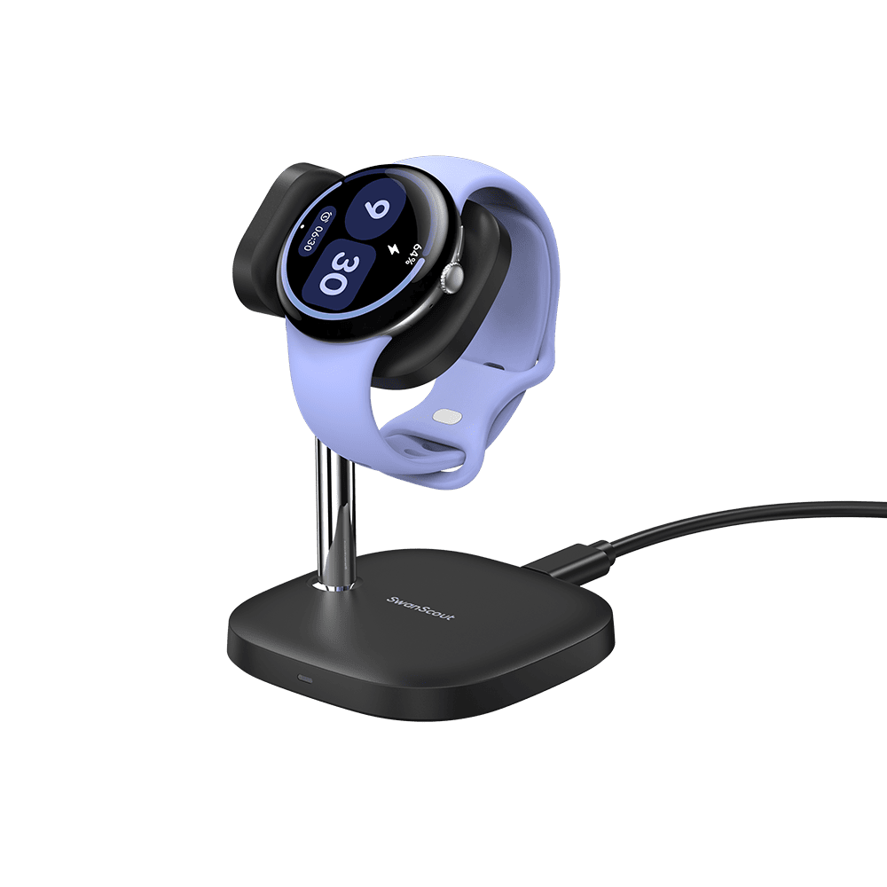 SwanScout 505G4 - Soporte de carga inalámbrica para Pixel Watch 4, cargador de escritorio rápido de 6W
