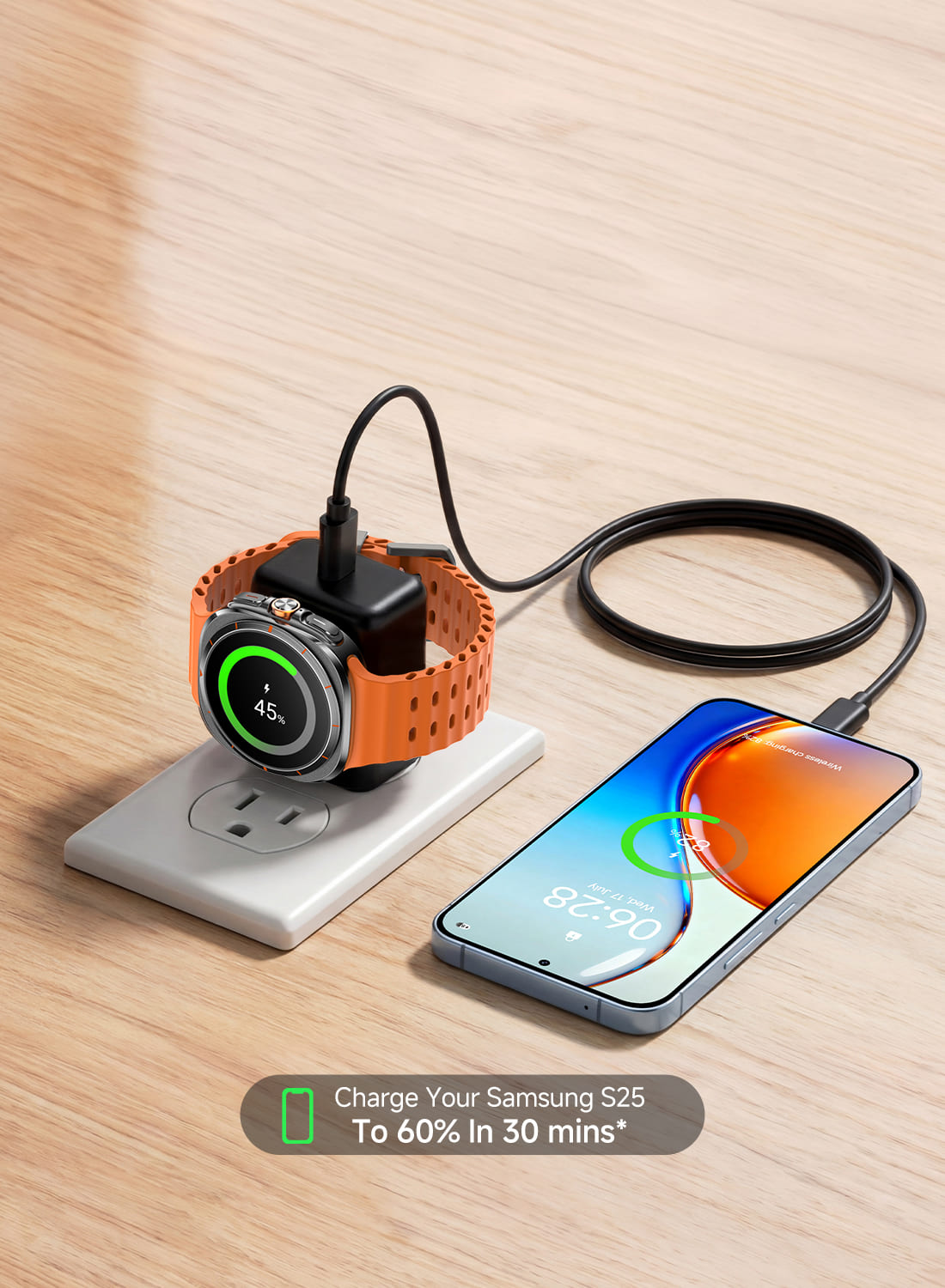 20W PD fast charging for Samsung Galaxy S25 with SwanScout 509S