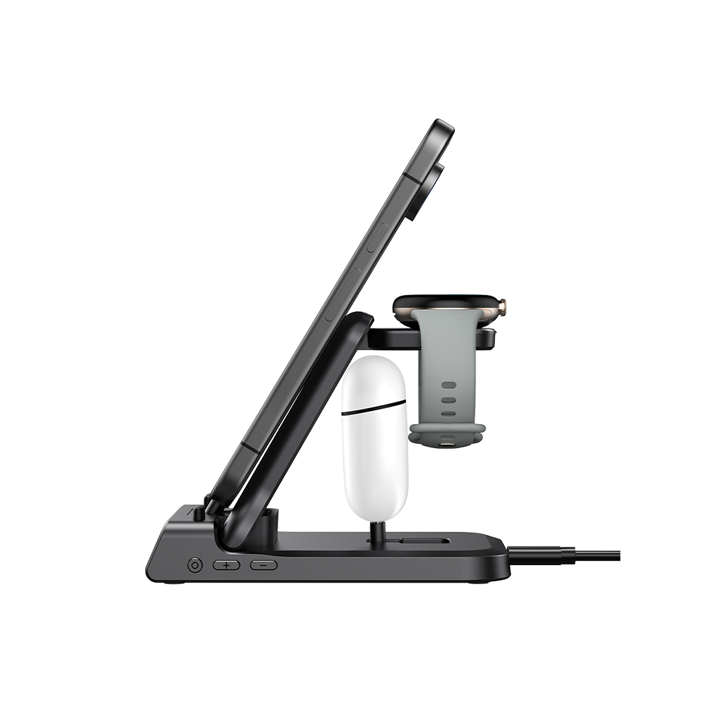 SwanScout 701G 3 in 1 wired charging station for Google Pixel devices, supports Pixel phone fast wired charging, Pixel Watch 1 wireless charging, and Pixel Buds