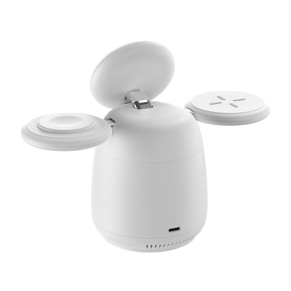 SwanScout 707M magnetic wireless charging station for Apple devices, foldable travel charger with stable weighted base.